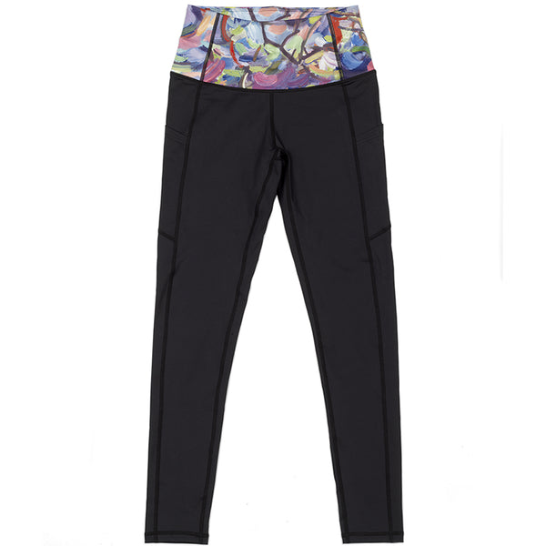 Black with Color Waistband, Leggings